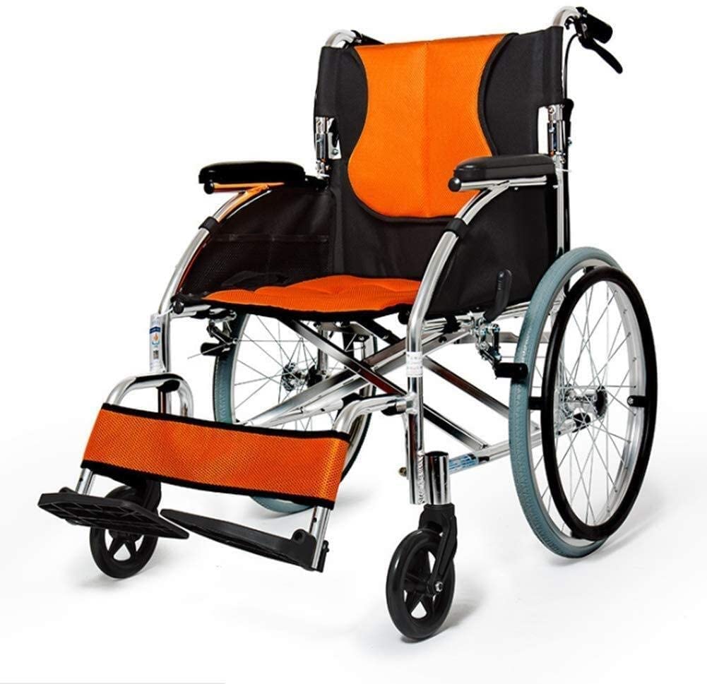 Wheelchair Manual Self Propelled Wheelchair Lightweight Folding Elderly Wheelchair Medical Sport Travel Chair with Handbrakes for Seniors Adults