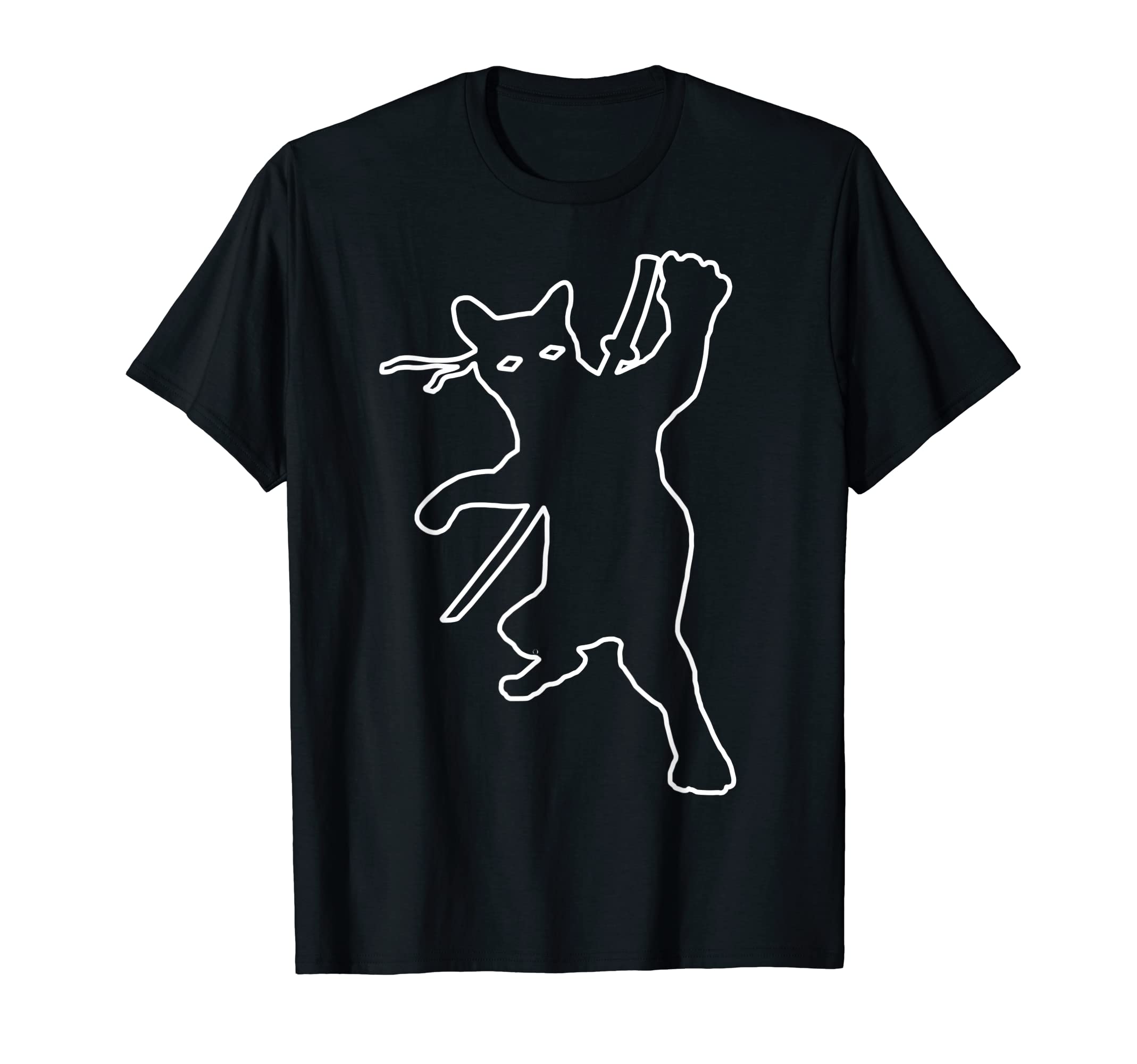 Funny Cat Ninja With Sword and Headband T-Shirt T-Shirt