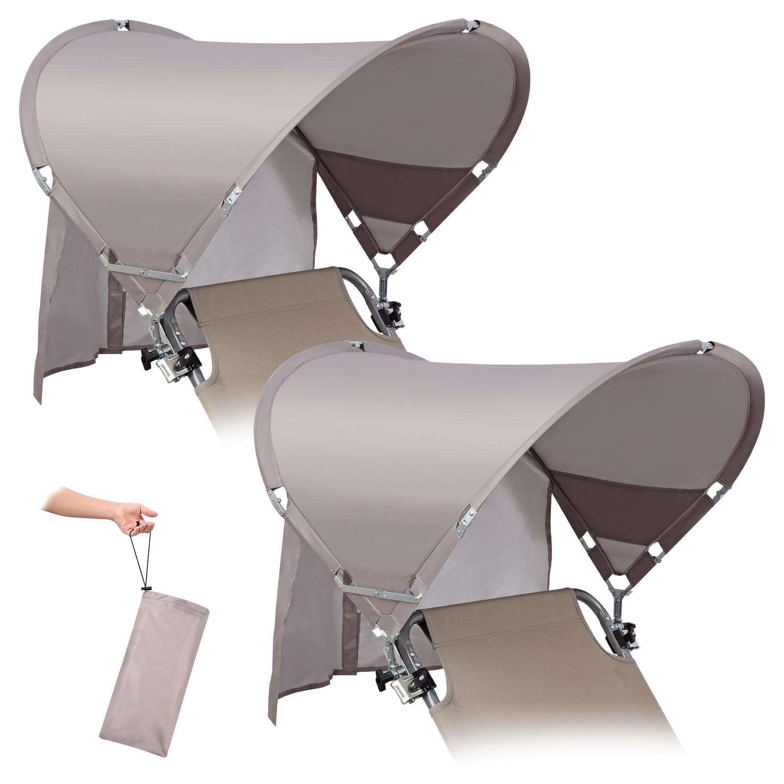 Universal Wind-Resistant Chair Umbrella Canopy, Foldable Portable UPF 50+ Sun Shade Attachment with Adjustable Clamp, Fits Most Beach, Camping, Lawn, Sports, Tanning, Zero Gravity Chairs & Wheelchairs — view 24