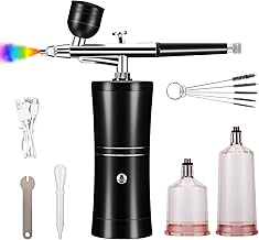 3 Modes Airbrush Kit with Compressor, 900 mAh Airbrush Set with 0.3mm Tip, Rechargeable Handheld Airbrush Compressor Gun Cleaner for Makeup, Painting, Nail, Cake Decor…
