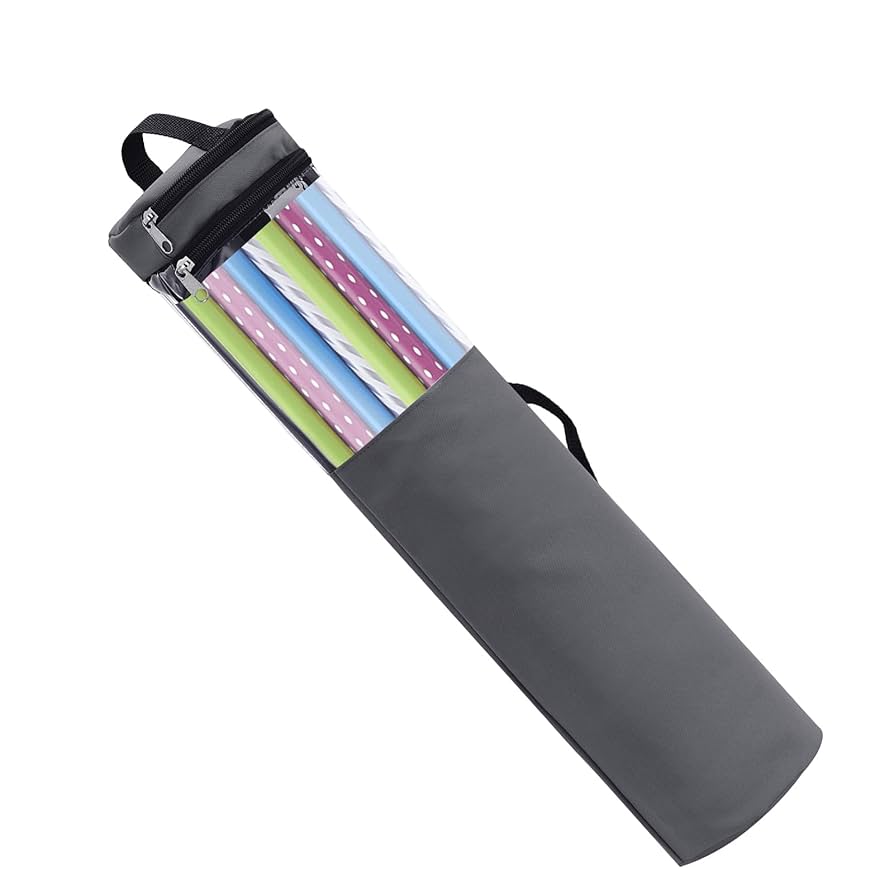 ProPik Gift Wrap Organizer, Wrapping Paper Storage Bag, Fits Holiday Papers 40 Inch Long, Holds Up To 24 Rolls, Heavy Duty Clear PVC Bag With Handles (Red & Clear