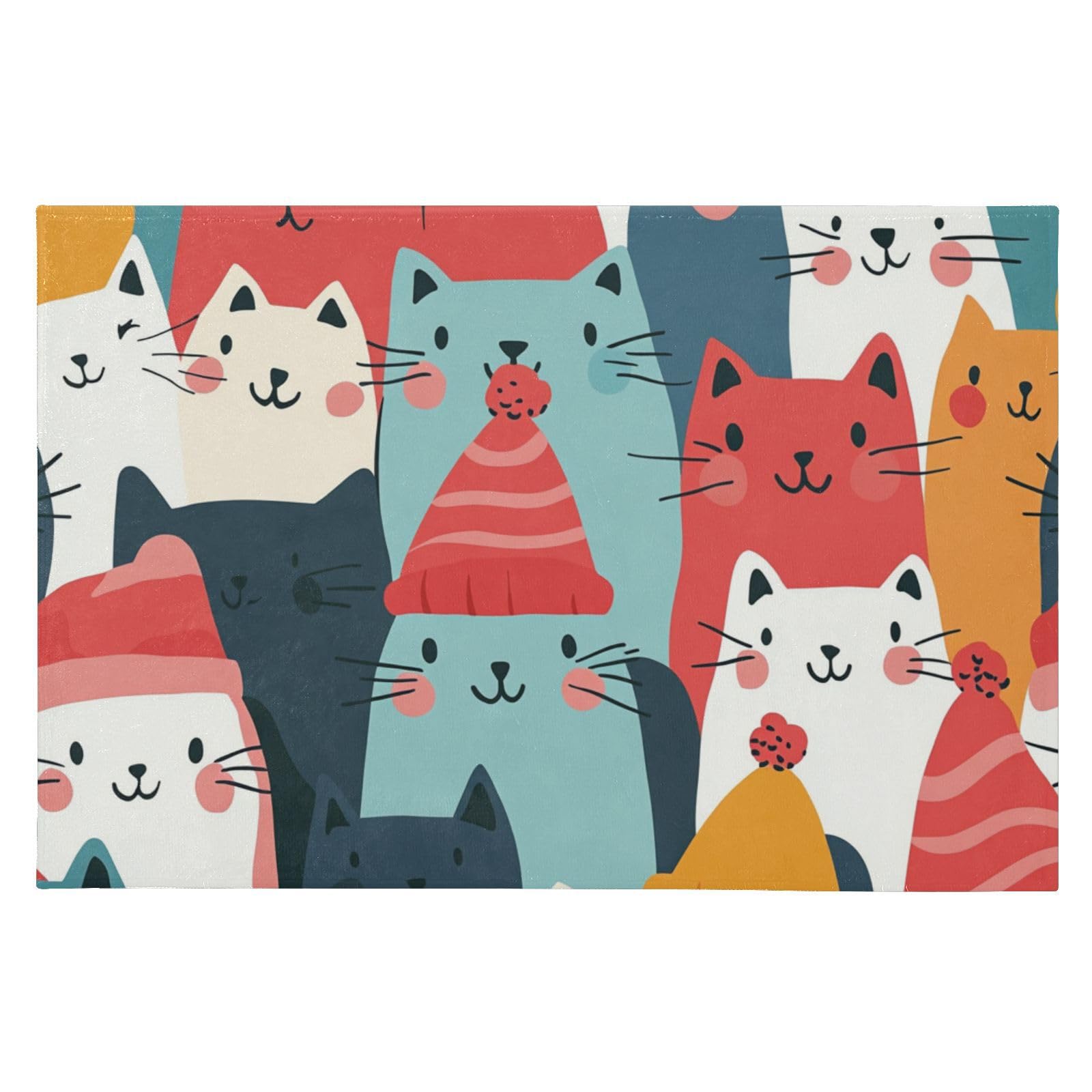 Tapis de sol de cuisine lavable 61 x 91,4 cm entrée chat de Noël