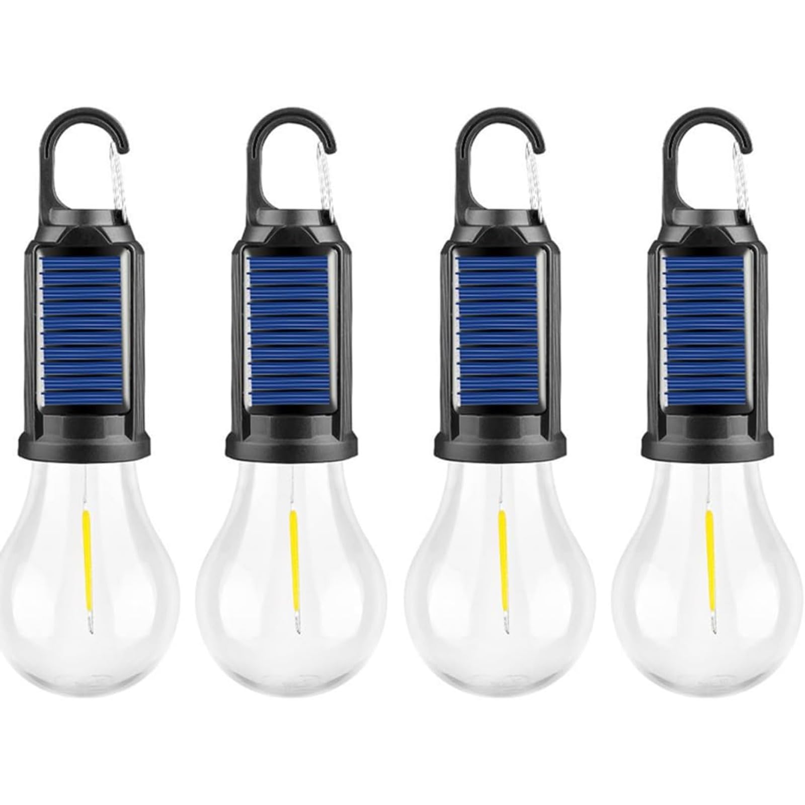 Bombilla Led Solar HookPro - Lámpara Solar Portátil Recargable, 3 Niveles De Luz, Ideal Para Acampadas, Senderismo, Escalada Y Viajes Con Mochila. (4 PCS)