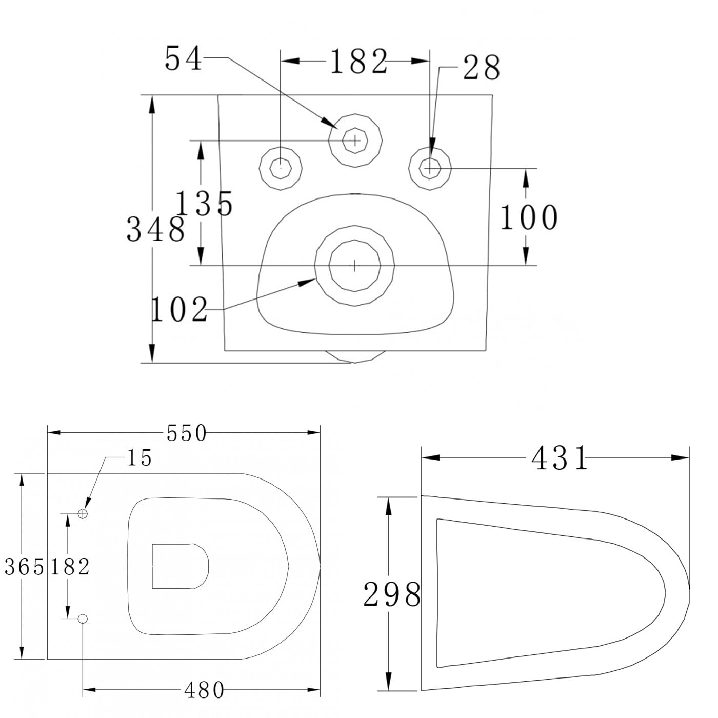BERNSTEIN Design Wand-WC Spülrandlos Set - Hängetoilette Mit Abnehmbarem Deckel, Sitz Mit Absenkautomatik, Tiefspül-WC D-Form, Softclose-Sitz: Standard - B8030R