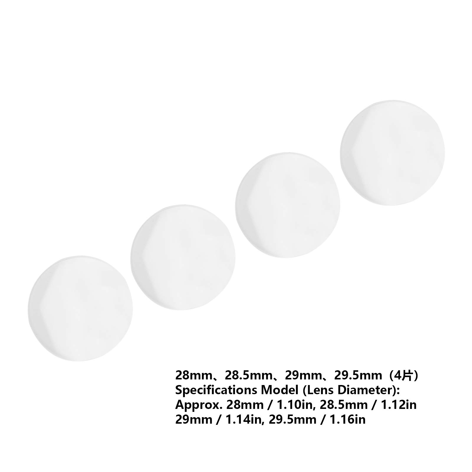 Ersatz-Set für Uhrenglas aus Saphirglas – 28 mm – 29,5 mm, doppelt gewölbte, runde, transparente Linse – 1,2 mm Dicke für die Reparatur und Wartung von Uhren – 4-teilig