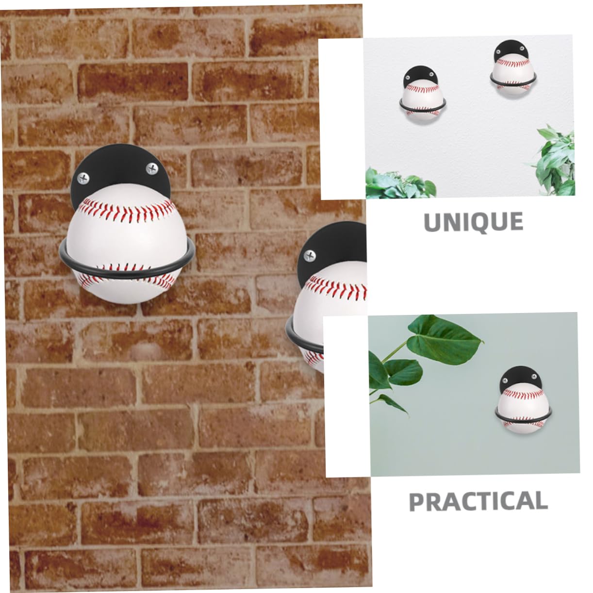 Abaodam 3Sets Wall Mounted Baseball Holder Bracket Durable Softball Display Rack for Organizing and Showcasing Sports Balls Easy Installation Includes