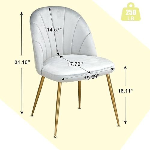 Miniatura 5 de X-VOLSPORT Juego de 4 sillas de comedor de terciopelo, sillas laterales sin brazos con patas de metal dorado, silla de invitados de oficina