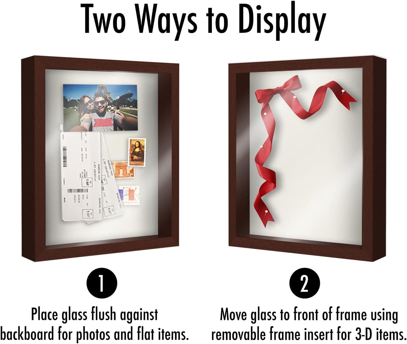 Americanflat 11x14 Shadow Box Frame with Shatter-Resistant Glass - Silhouette Collection - Large Shadow Box Display Case for Tabletop and Wall Display - Mahogany with Soft Felt Back
