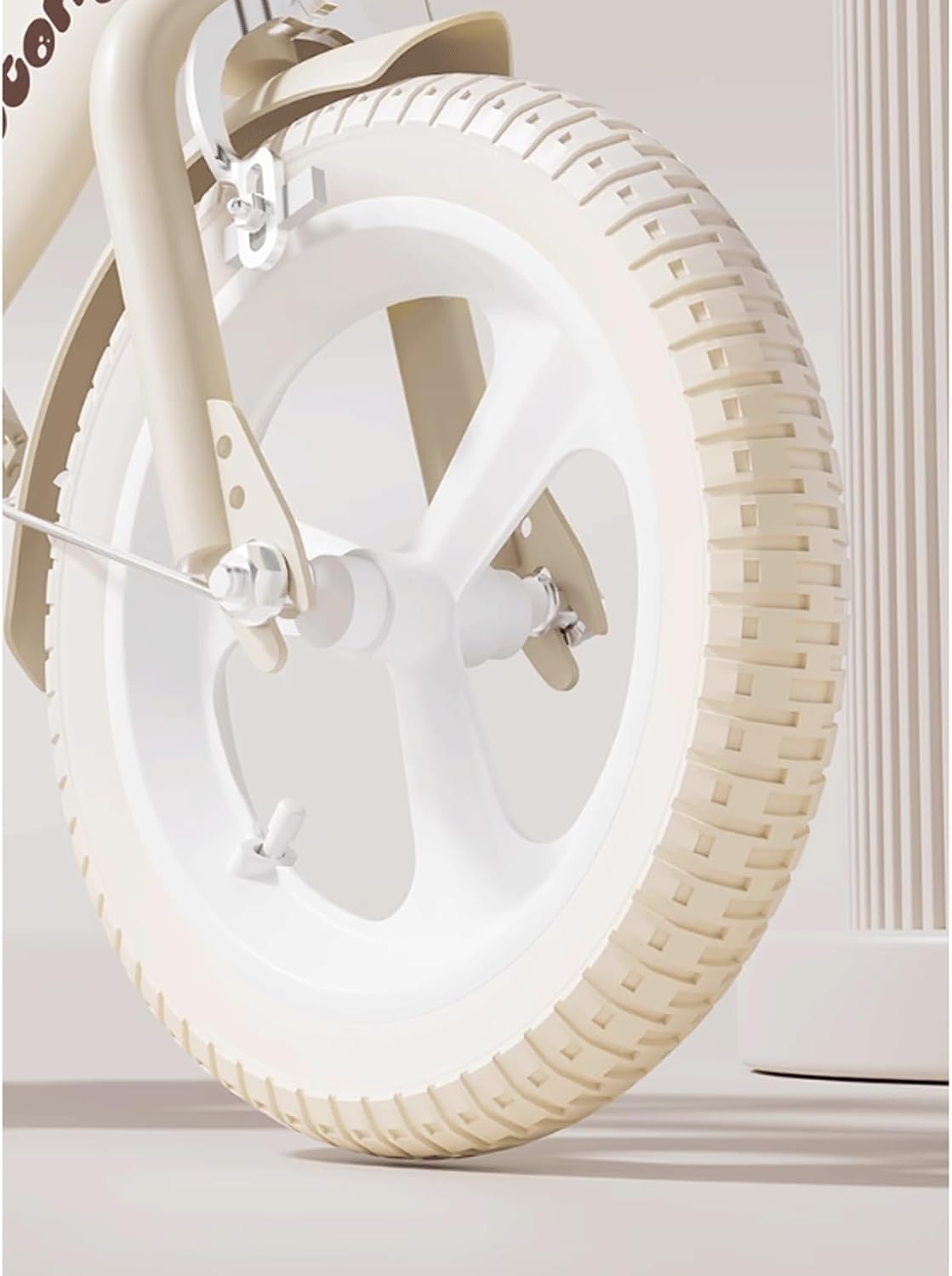 Wiggle Car Kids Bike with Streamers Bell Basket Kid Bicycle Rear Seat with Pedal Bicycles Twisting Cars(Beige,12inch)