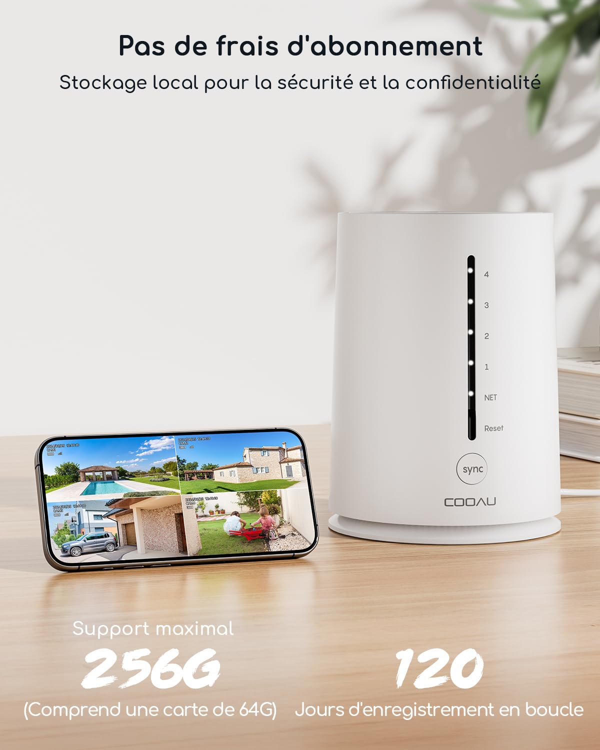 COOAU 4MP Camera Surveillance WiFi exterieure sans Fil, Stockage Local 64 Go, Kit 2 Caméras + Base, sans Abonnement, 365 Jours avec Technologie Solaire BC, WiFi 2.4/5GHz - 4