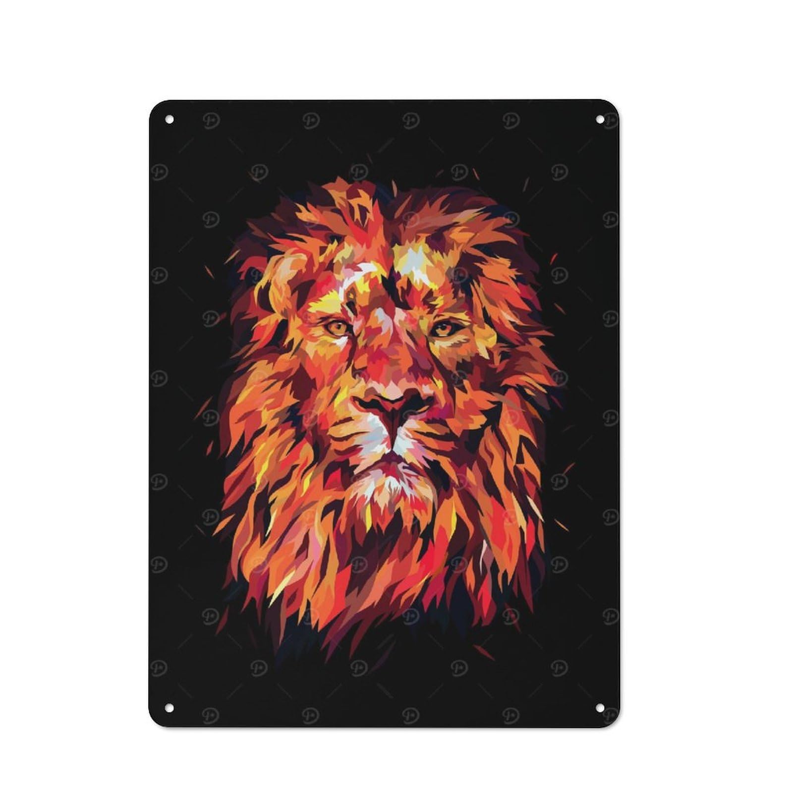 Junmoney Fiery King Lion Metal Plaque 40X30cm With For Pub Or Café, Rustic Decor, For Pub Decor Enthusiasts