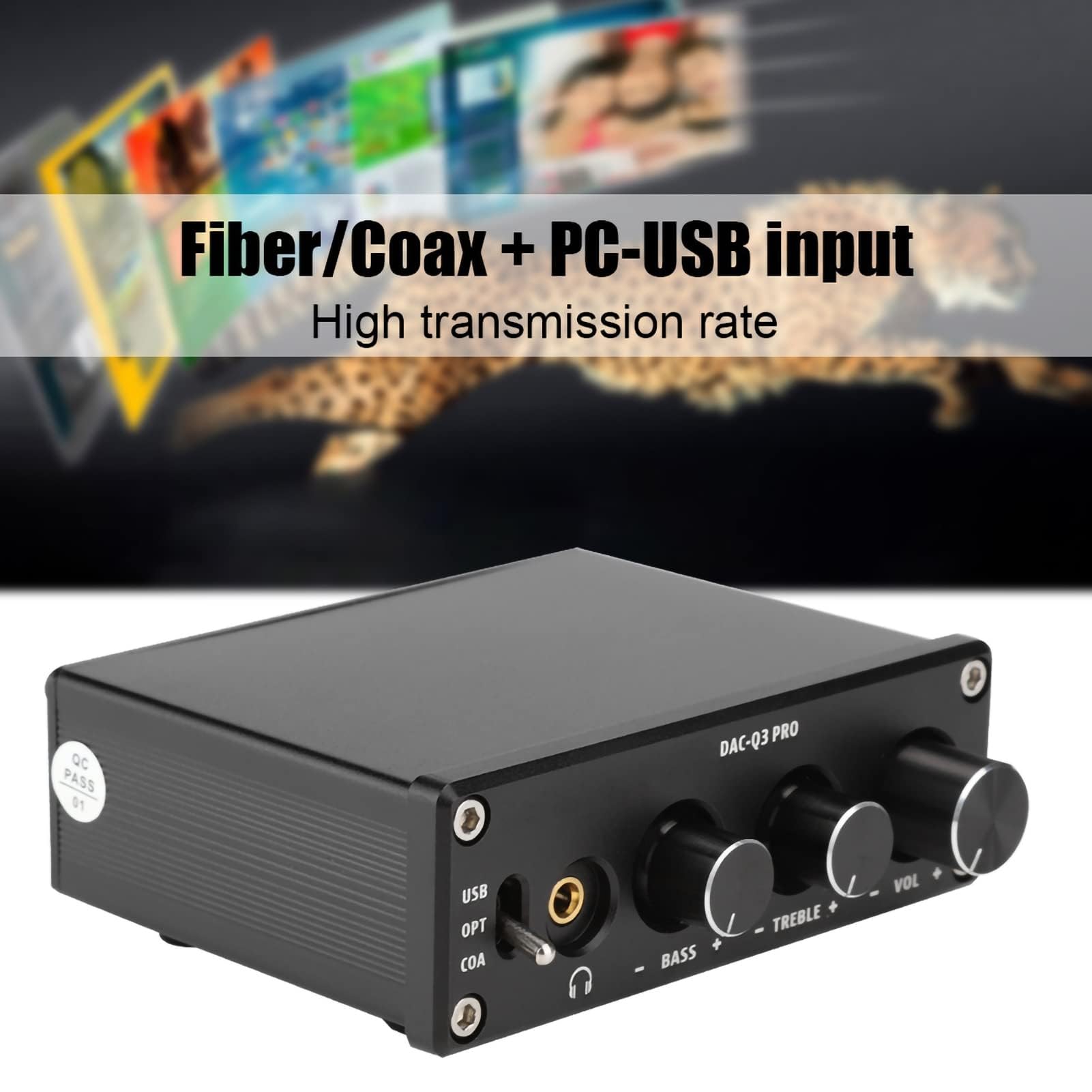 Convertisseur Audio Numérique vers Analogique AC Q3 Pro DAC, Convertisseur Audio avec Amplificateur De Casque, Décodeur Audio Numérique vers Analogique pour Casque 3,5 Mm(Noir)