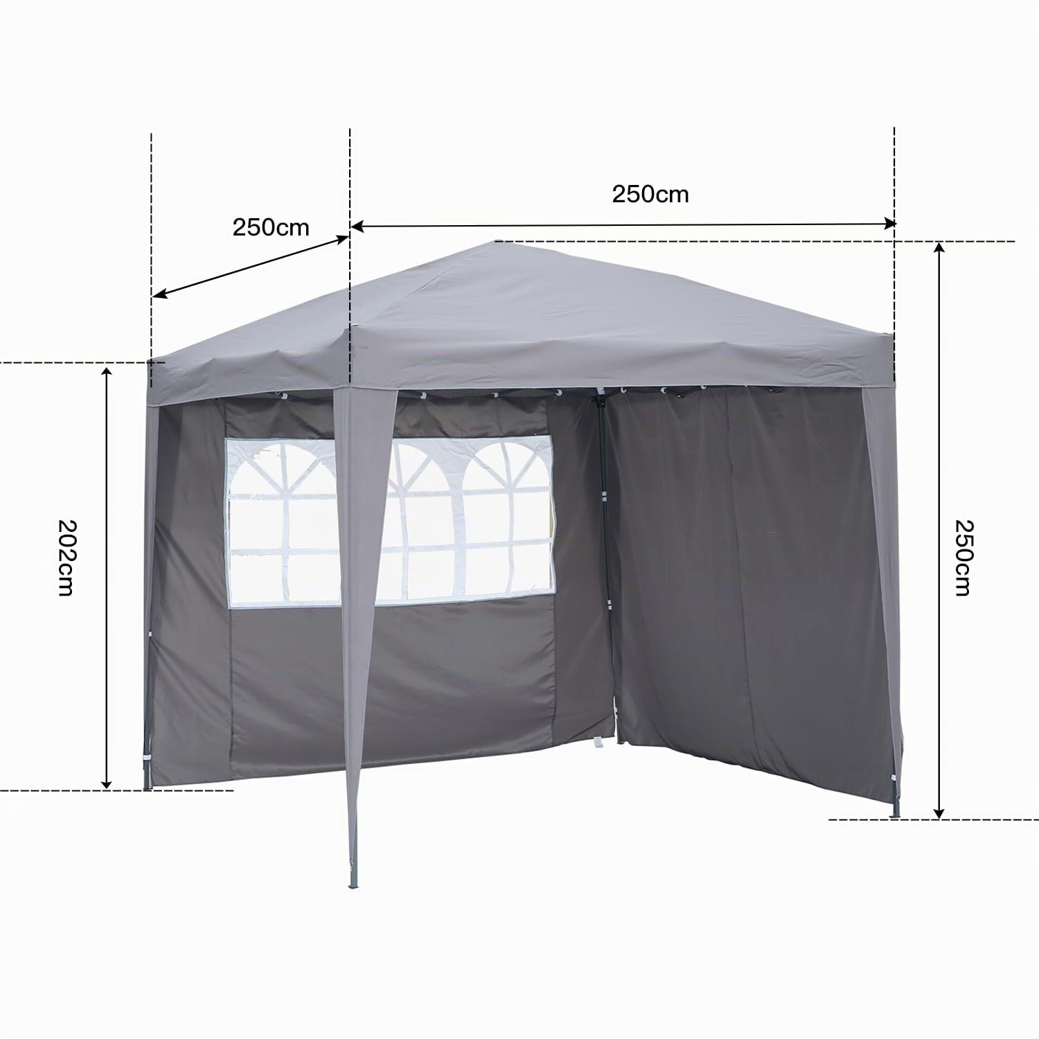Angel Living 2.5x2.5 m Tente Pliante avec 2 Côtés, Résistant à l'eau et Aux UV, Tonnelle Pavillon avec Un Sac de Transport, Tente Pliante pour Jardin Patio à l'Air Libre (Gris)