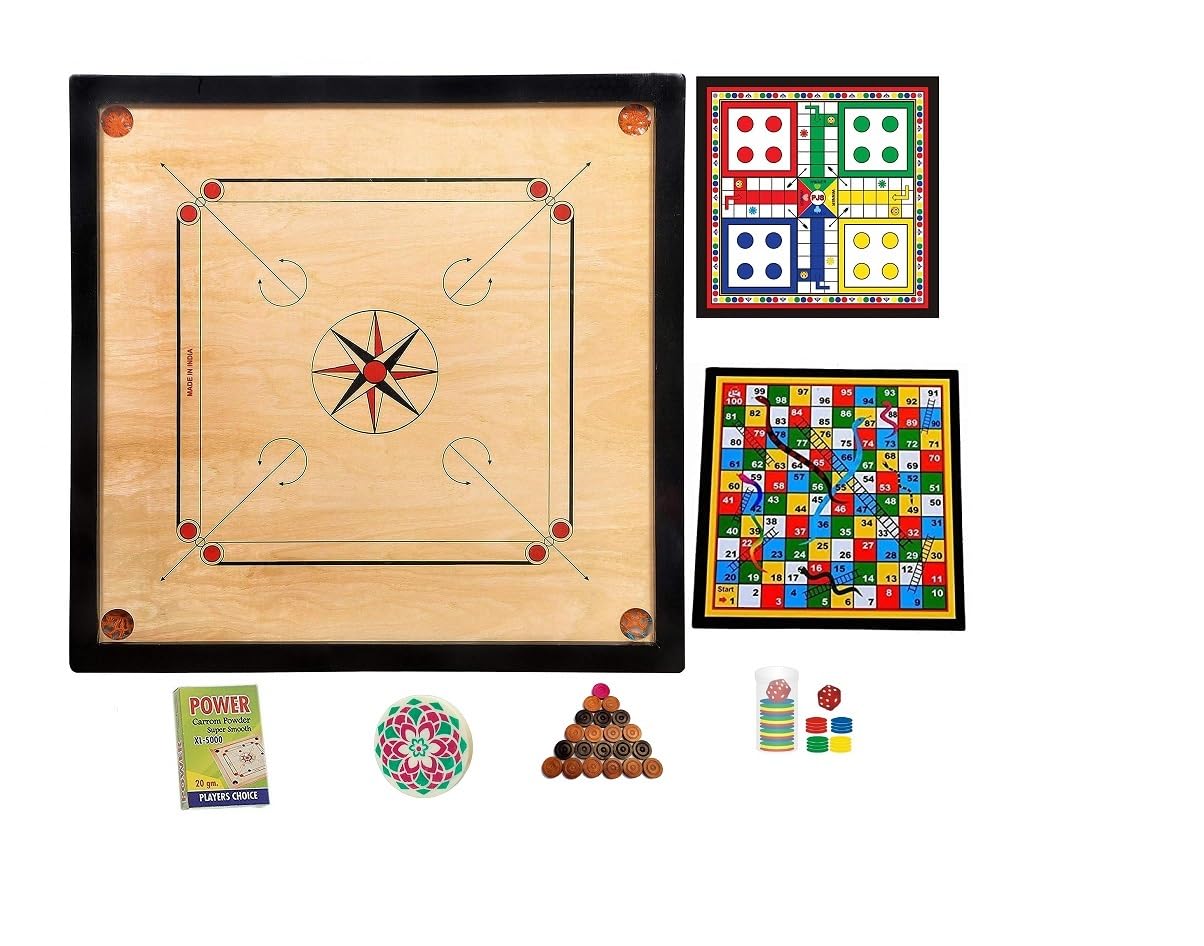 Hanzu Carrom Board Full Size 32"x32" inch Amazing Polish with Coin,Stricker,Ludo,Powder Free, (B0CPW8M2SK) Amazon Price History, Amazon Price Tracker