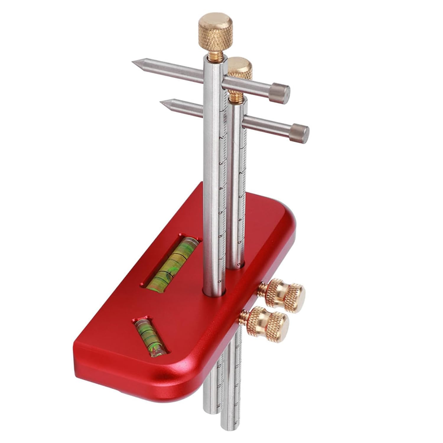 WALFRONT Woodworking Mortise Ruler Aluminum Alloy Woodworking Linear Scriber, Anti Slip Teeth, Marking with Acrylic Level Bubble, Practical for Carpenters