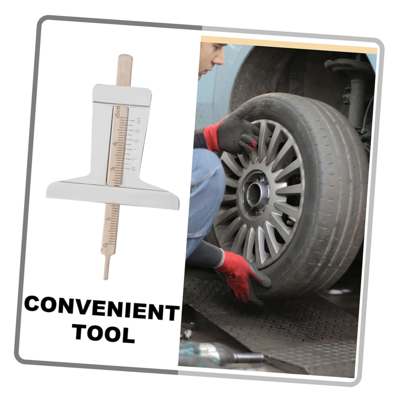 FUNOMOCYA Car Tires Tread Depth Gauge Tire Depth Gauge Tool Portable for Automotive Use