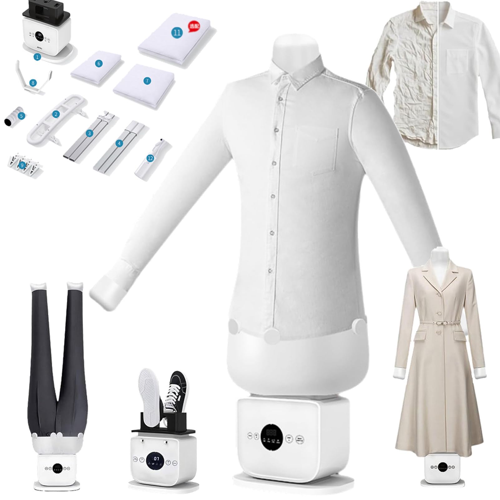 Macchina stiratrice Gonfiabile per Camicie, Automatica, stiratrice a Vapore per Indumenti a Mani libere con manichini per Vestiti/Pantaloni/gonne, Include Asciugatura e Accessori B