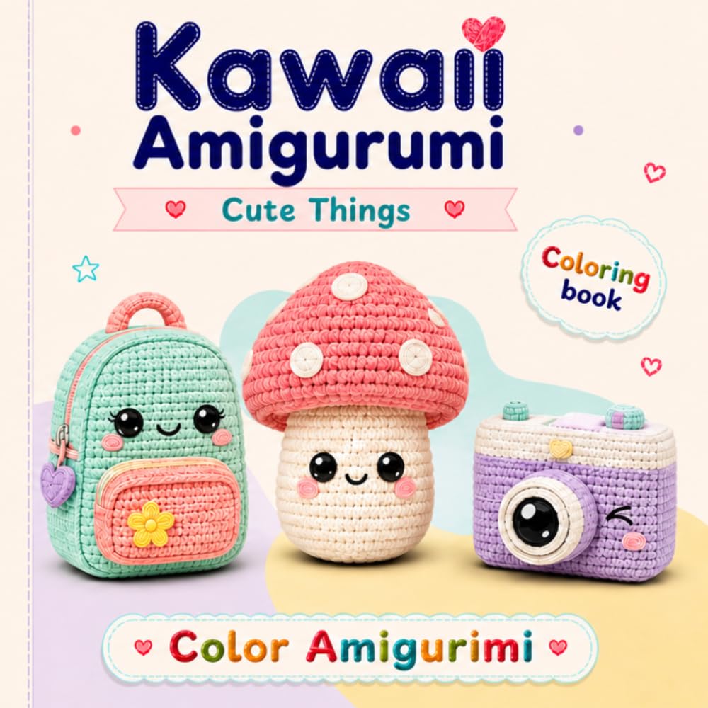 Kawaii Amigurumi Coloring Book for Kids, Teens & Adults – 40 Super Cute Crochet Plush Style Designs – Relaxing Cute Things & Cozy Characters Coloring ... and Creativity (Amigurumi Colorbook World)
