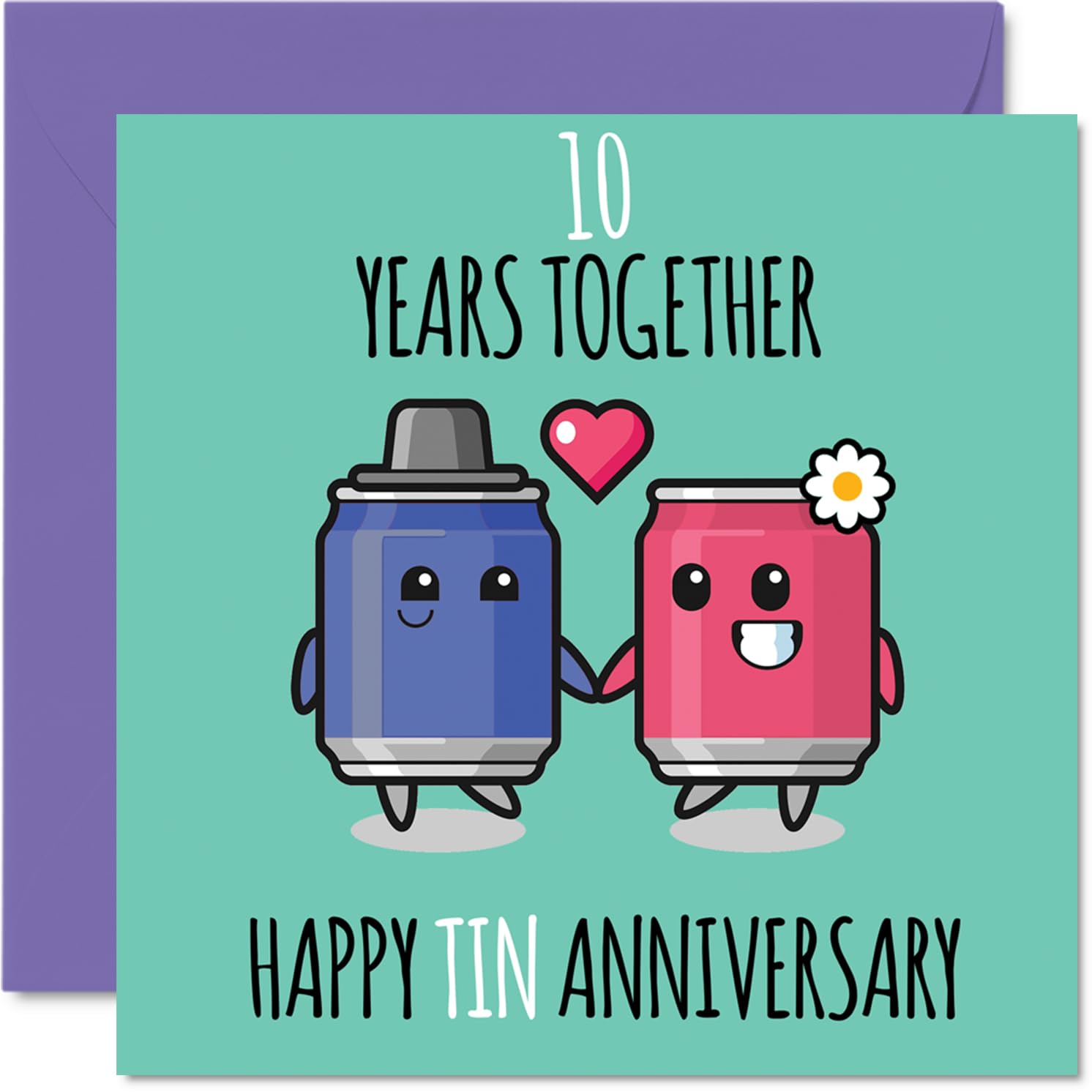 Jolie Carte D'anniversaire De Mariage En étain Pour Mari - 10 Ans