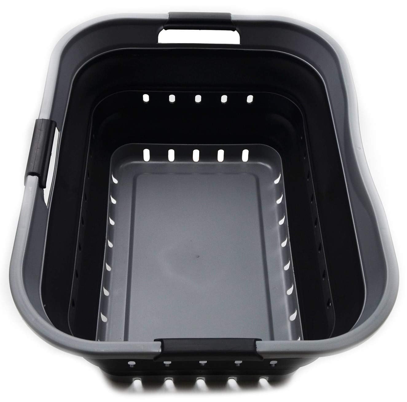 Canasta plegable de plástico para lavandería; recipiente de almacenamiento/organizador desplegable, tina de lavado portátil, cesta para ahorro de espacio
