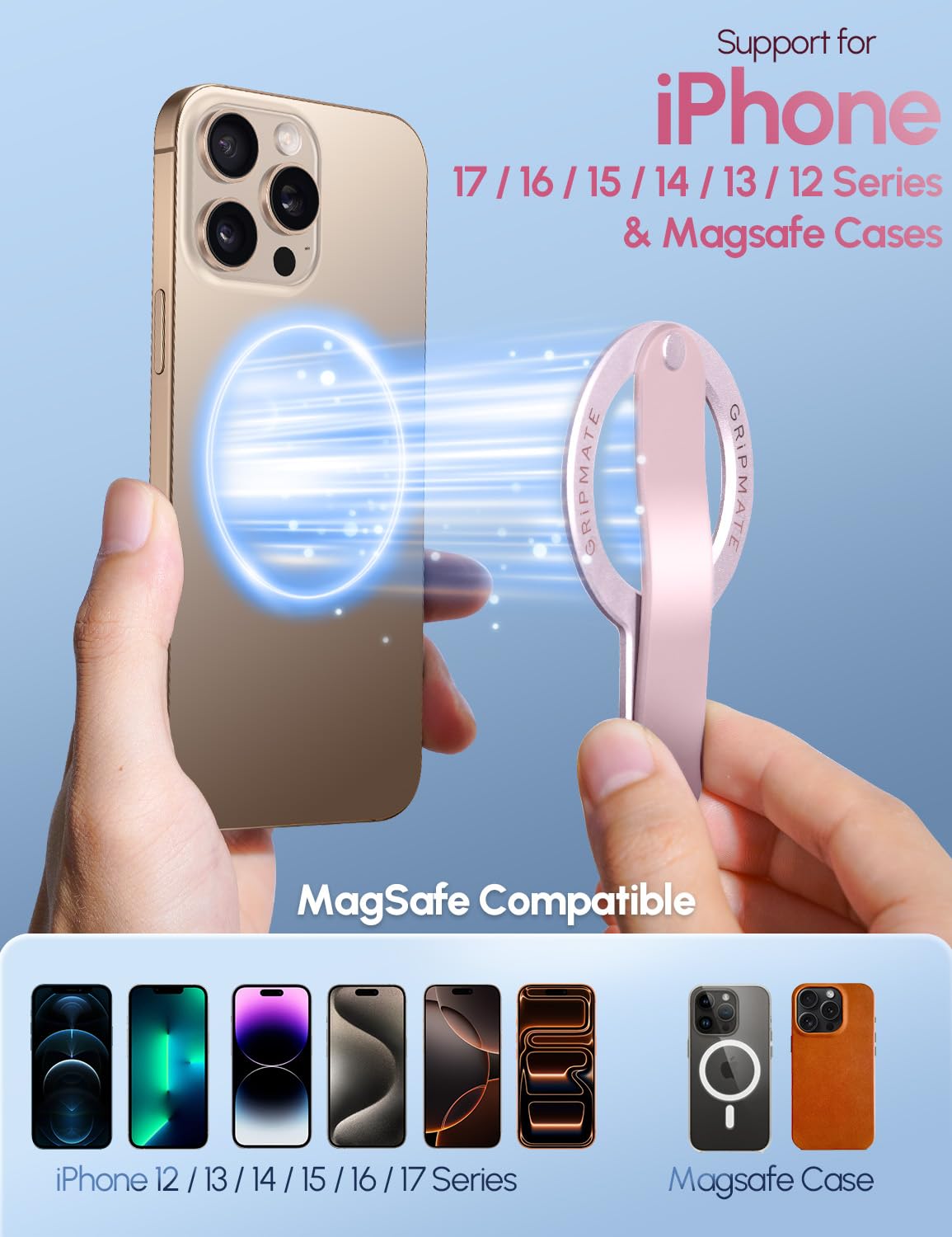 BENKS ArmorPop │ Agarre Magnético Para Teléfono Y Soporte Para MagSafe, Soporte De Anillo Giratorio Ajustable De 360° Para IPhone 17/16/ 15/14/13/12 Series, Diseño Duradero De Kevlar