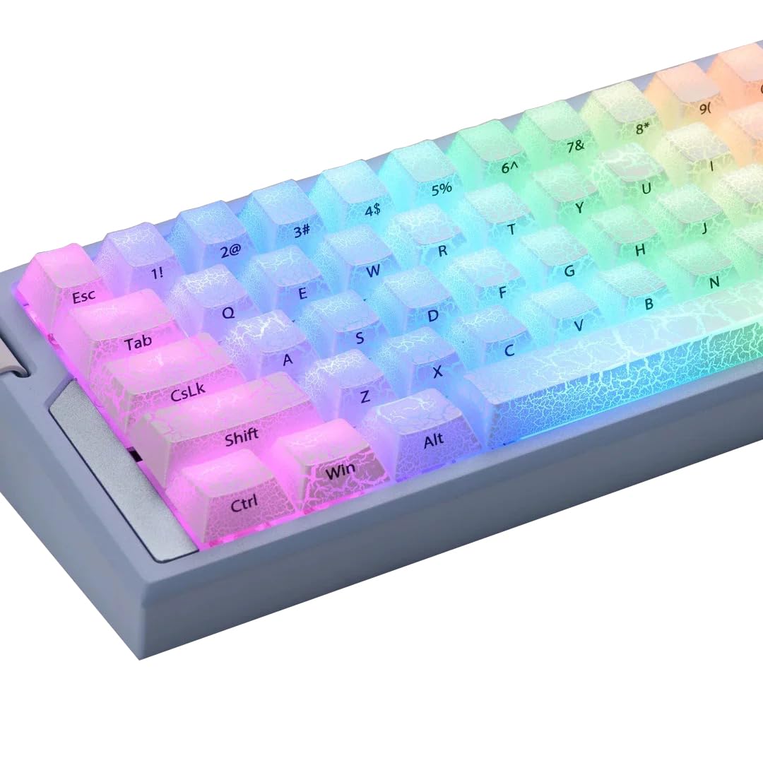 Czarno-białe pęknięcie lodu 123 klawisze profil MDA Shine Through PC Side Print Keycap kreatywne nowatorskie klawisze do klawiatur mechanicznych MX (Ice Crack White)