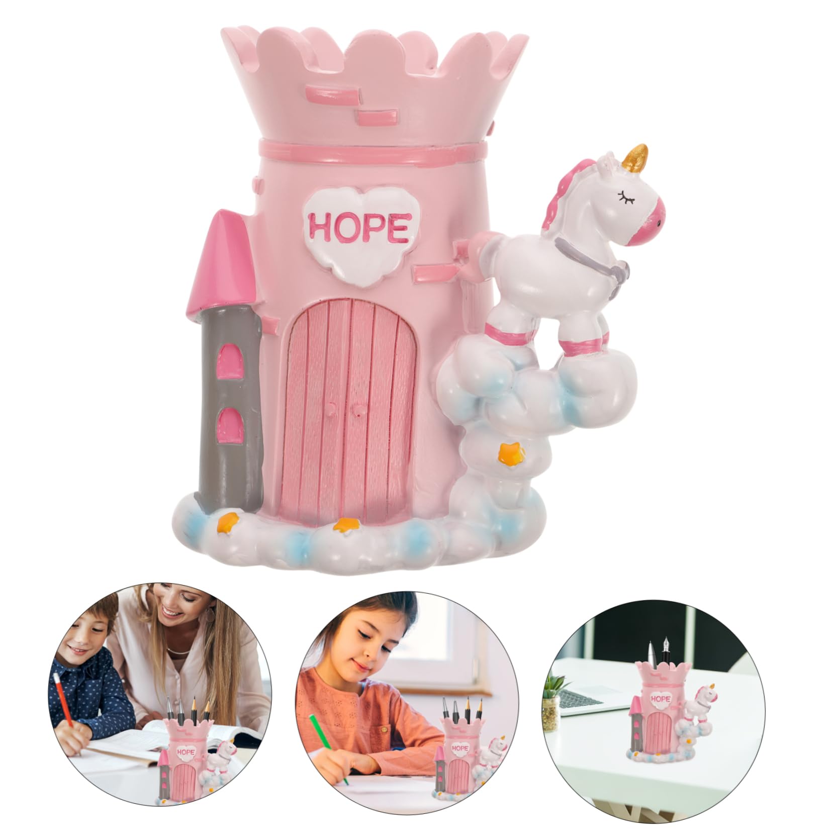 DOITOOL 2 Pièces Porte-stylo Plumier Casier De Rangement Organisateur De Stylo Étui à Stylo Dessin Animé Rose Résine