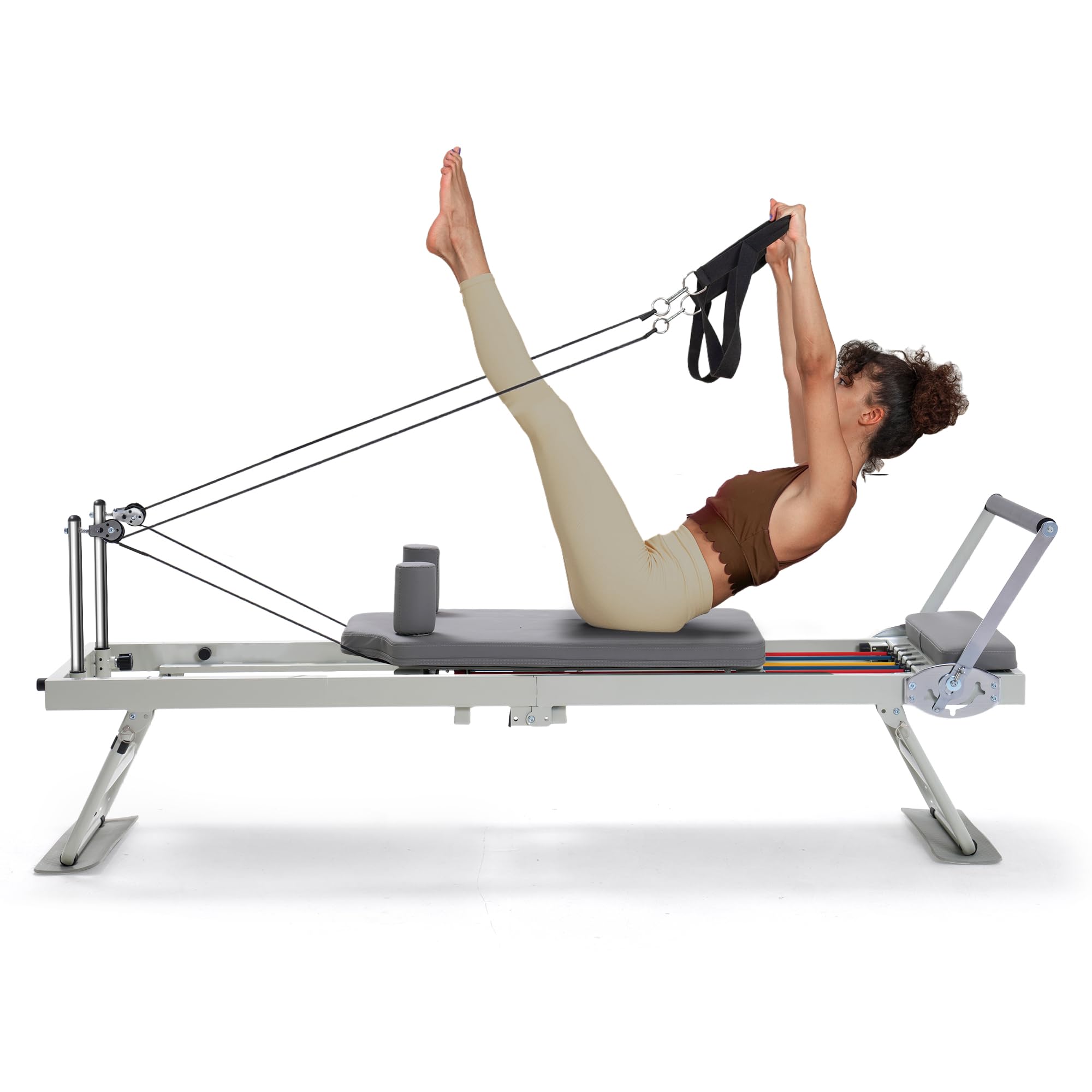 Rengue Pilates Reformer Machine for Home Workout, Foldable and Sturdy with 300 lbs Capacity, All-in-One Pilates Machine for Full-Body Training, Suitable for Beginners and Intermediate Users
