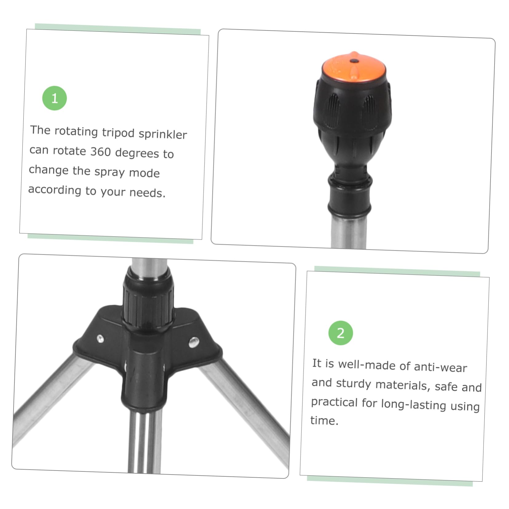 Arroseur à Trépied Rotatif Automatique pour Jardin Rotation à 360 Degrés en Alliage D'aluminium et Plastique, pour Plantes et Arbres