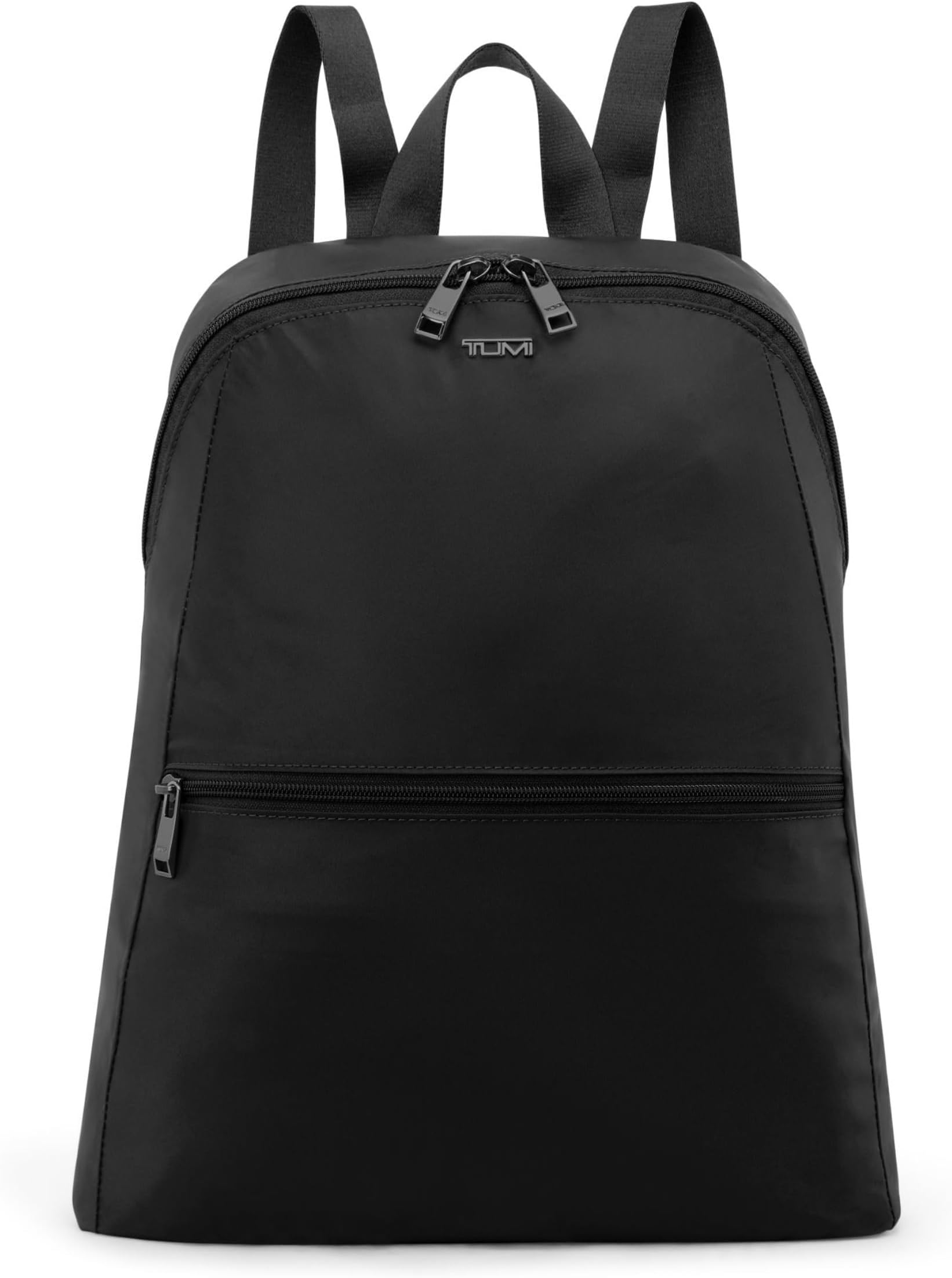 Just In Case Foldable Backpack - Lightweight, Compact Travel Backpack - For One Bag Travel - 15.5" X 12.3" X 4.5" - Black with Gunmetal Hardware