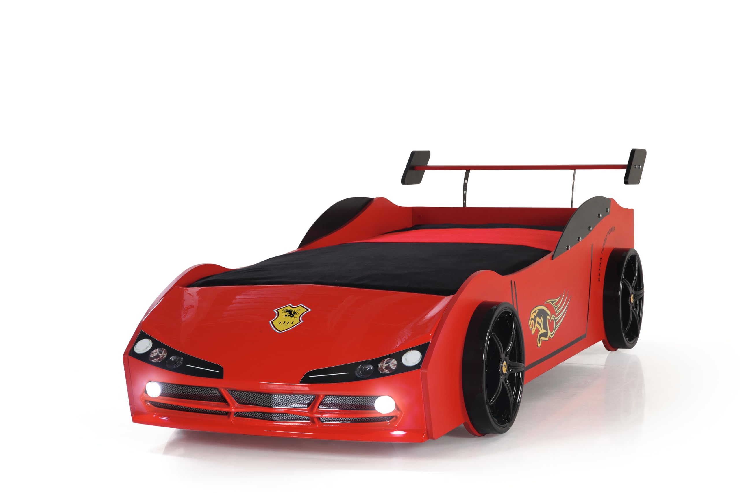 Amazon.com: TiTi Racer Woody Twin Race Car Bed, LED Lights