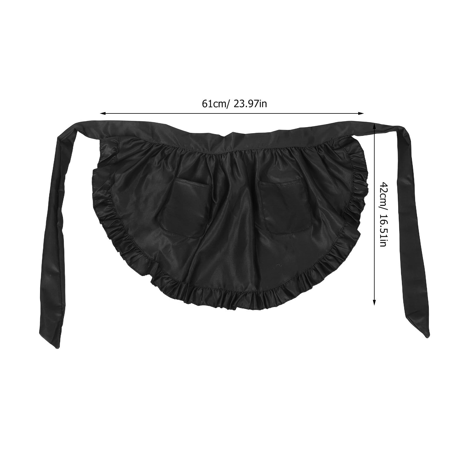 Tofficu 10 Unidades Delantal de Cintura Media Blanco con Volantes y Doble Bolsillo para Mujer, Diseño Elegante y Cómodo Adecuado para Cocina, Restaurante y Fiesta de Halloween