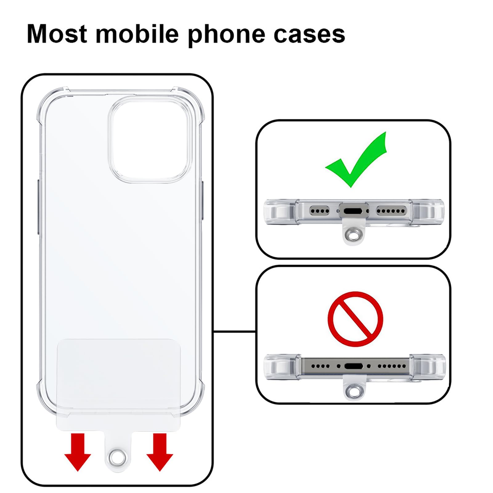 Handykette Universal zum Umhängen Handyband Kordel Kette für aus Nylon, Kompatibel mit jedem Handy und Smartphone,Phone Lanyard + 1 Stück Pad