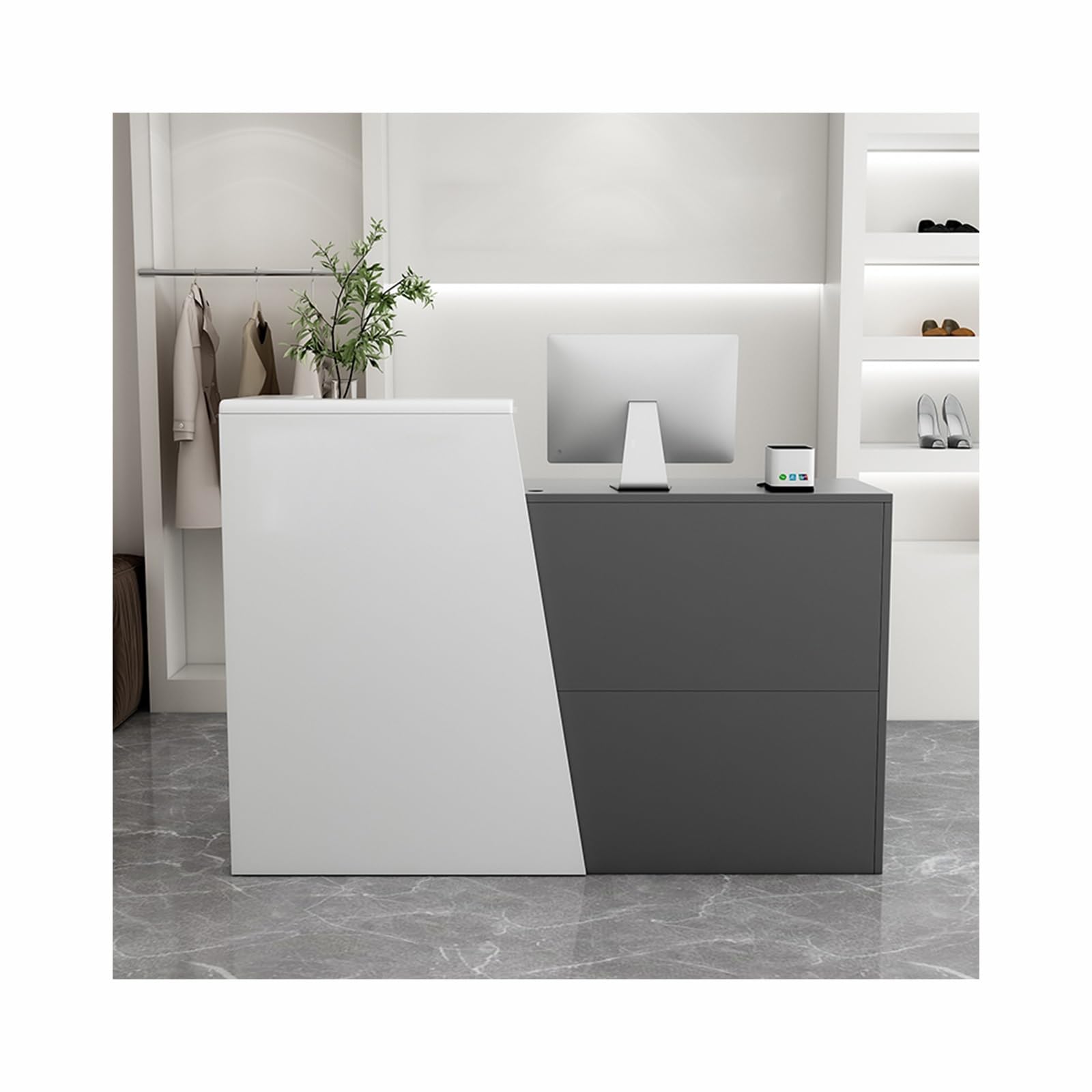 Thekentisch, Einzelhandelstheke, Rezeption mit Theke, kleine Einzelhandelskasse, for Lobbys, Salons, Einzelhandel, Home Offices, Empfangsräume(Gray,Right_L80CM/31.5IN)