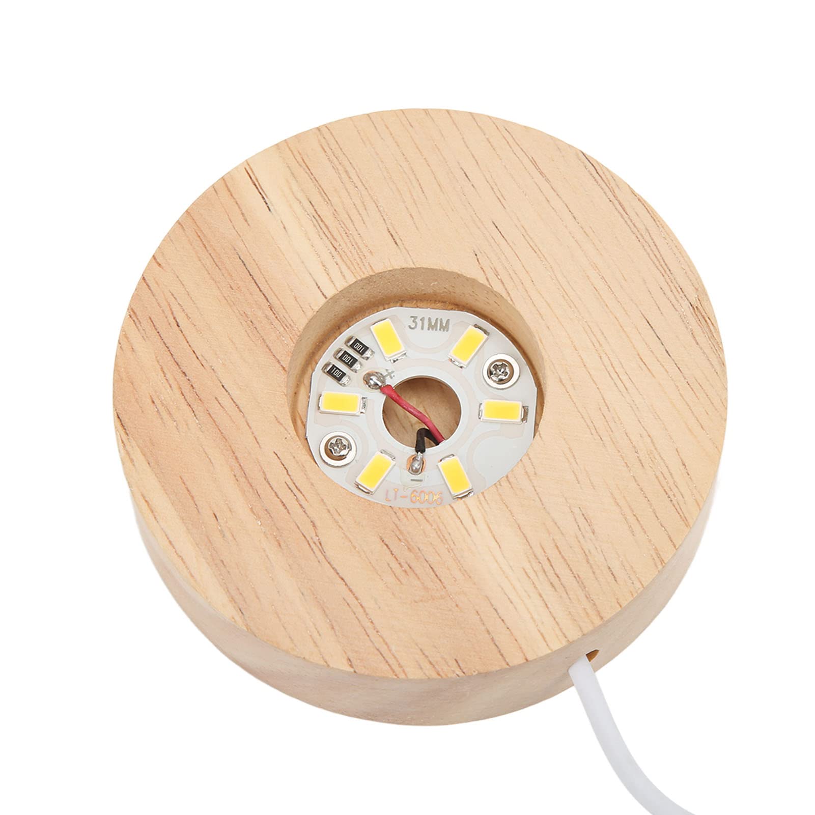 LiebeWH LED Light Base Stylish Wooden Display Lamp for Home 5V, Practical, Curved Shape, Rectangular Objects, , 8cm Diameter, Art Glass Acrylic Jewelry (Warm light base)