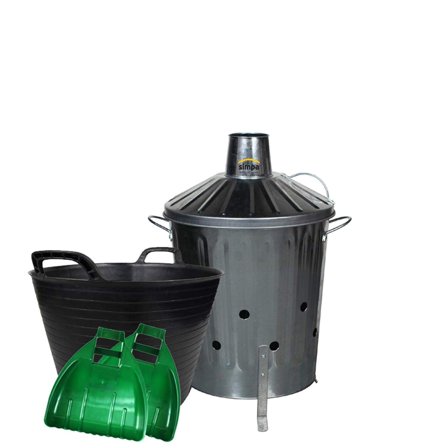 Buy simpaoutdoor Galvanised Locking Lid Incinerator Bin 40 Litre, 42L