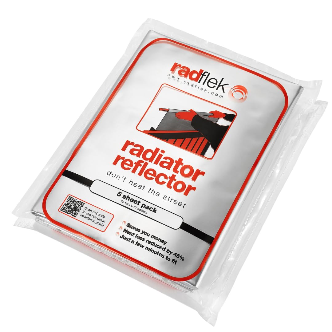 Radiator Reflectors with Radstik (5 Sheets, 4 Adhesive Strips, Fits 5-10 Radiators)