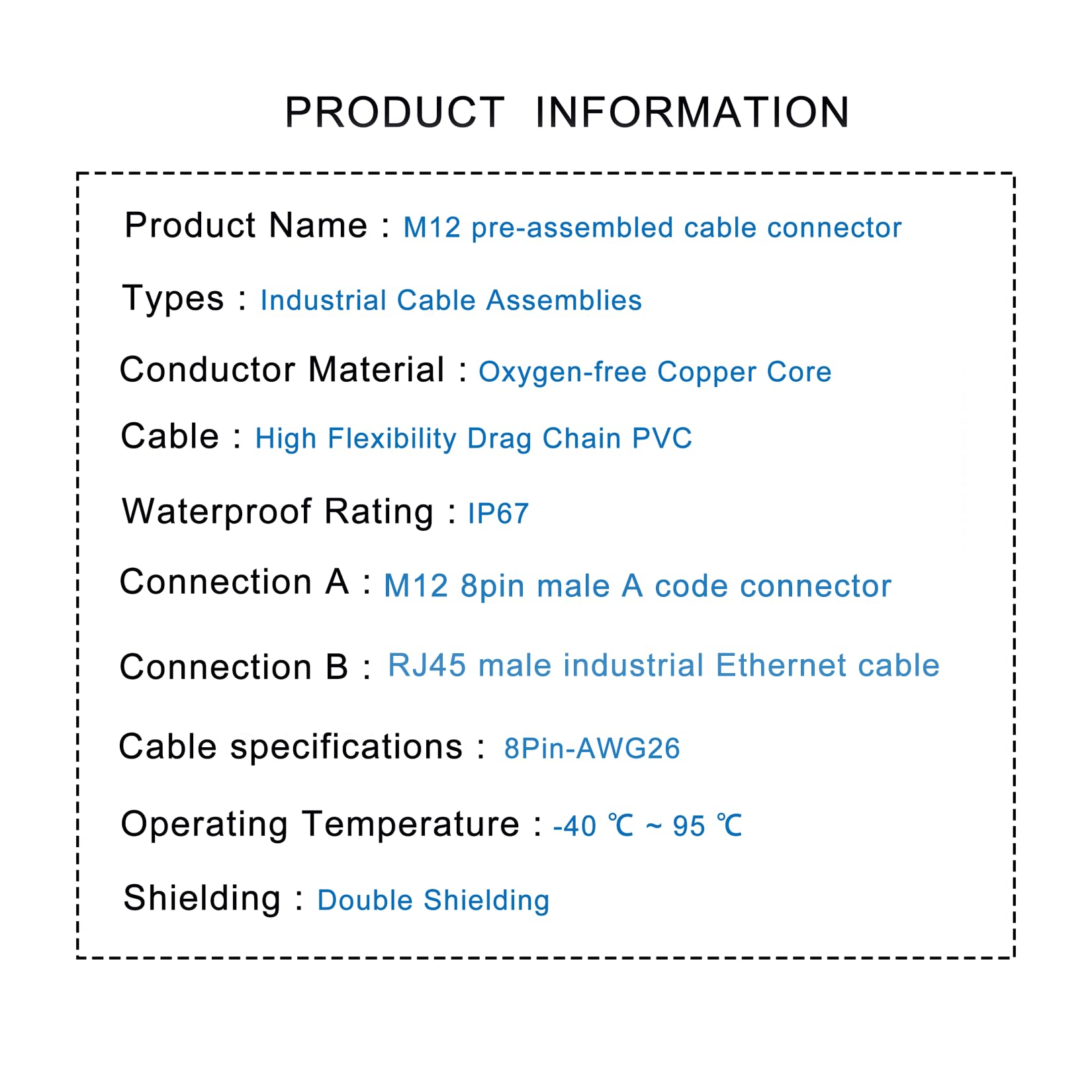 Cable Ethernet macho de ángulo recto M12 de 8 pines de 3.28 pies, código A a RJ45 macho, conjunto de cable industrial de par trenzado blindado de PVC de alta flexibilidad, 4 A, 250 V, AWG26, para