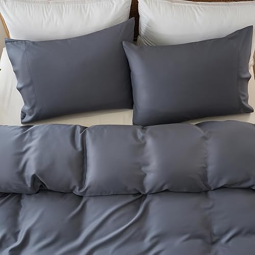 Miniatura 5 de MEISHANG Funda de edredón tamaño Queen, 100% rayón hecha de bambú, juego de funda de edredón refrescante de bambú sedoso de lujo para personas que