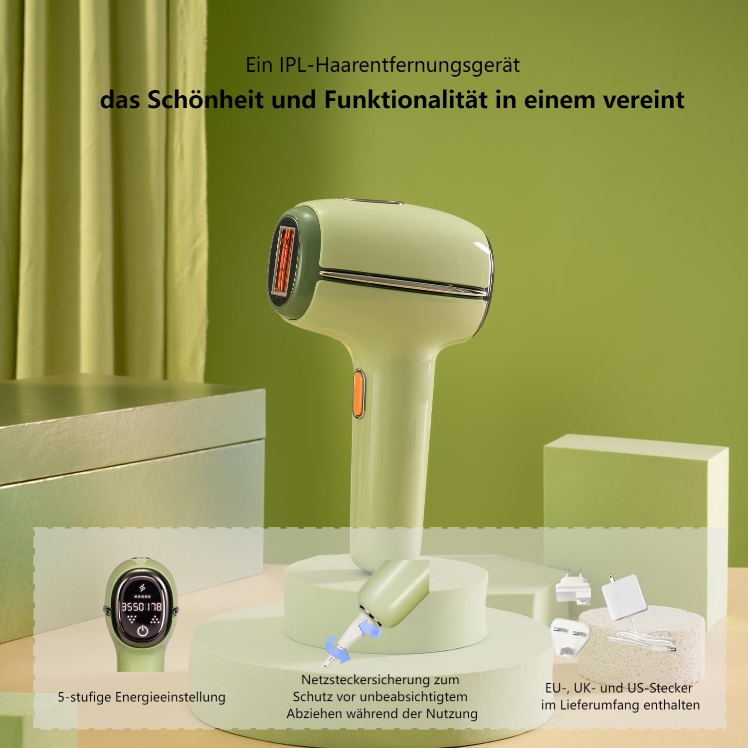 IPL Haarentfernungsgerät schmerzfrei für Damen (Beine, Gesicht, Bikini) | Eispunkt-Kühltechnologie für Arme und Achseln als perfekte Vorbereitung auf den Sommerurlaub
