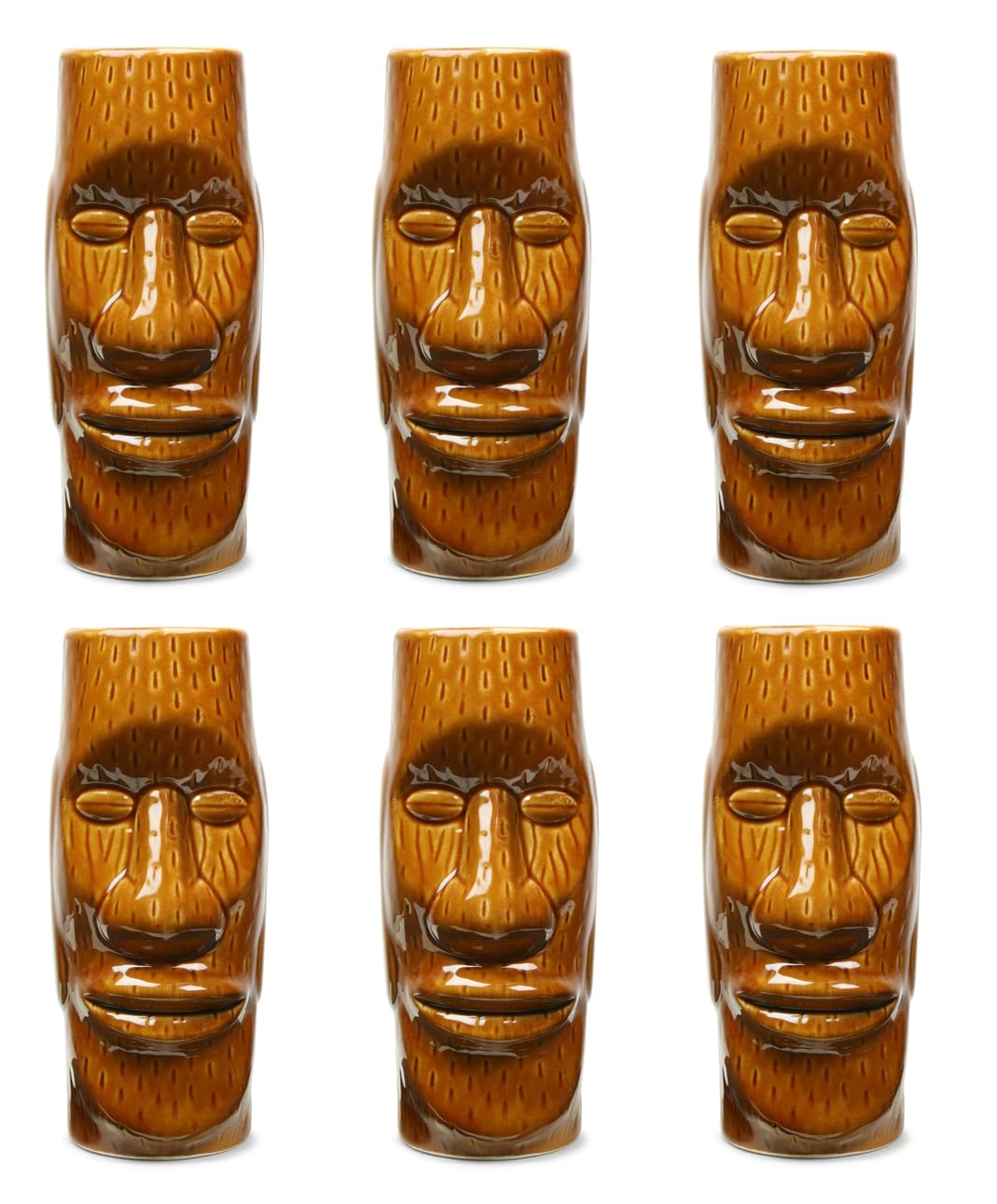 Szklanka koktajlowa Tiki Kubek Posąg Moai Imitacja monolitycznych posągów Wyspy Wielkanocnej Dekoracja wnętrz Na zewnątrz Dom Kuchnia Bar Zestaw 6 Ceramicznych Kubków TIKIS