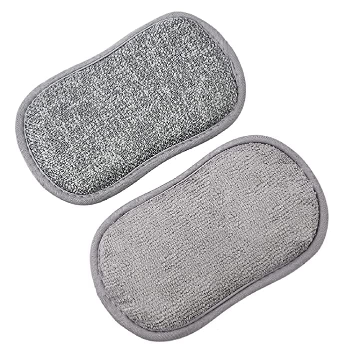 PRAYAS Multi-Purpose Scrub Sponges for Kitchen by Scrub-it - Non-Scratch Microfiber Sponge Along with Heavy Duty Scouring Power - Effortless Cleaning of Dishes, Pots and Pans All at Once (Pack of 2)