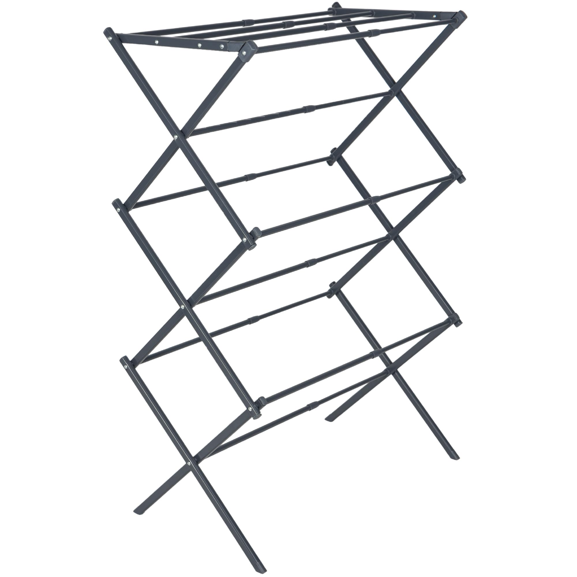 OurHouse Three Tier Extending Clothes Airer, 7.5m Area Flat Clothes Horse Drying Rack for Laundry & Washing, Indoor Foldable Airer Clothes Dryer, 5kg Max Weight, Collapsible Strong Drier