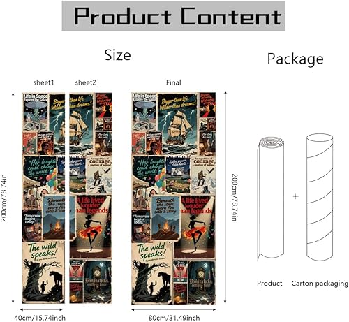 Miniatura 2 de arricraft 2 calcomanías autoadhesivas para puerta, 31.5 x 78.7 pulgadas, pósteres retro de películas, murales de puerta, calcomanías de PVC