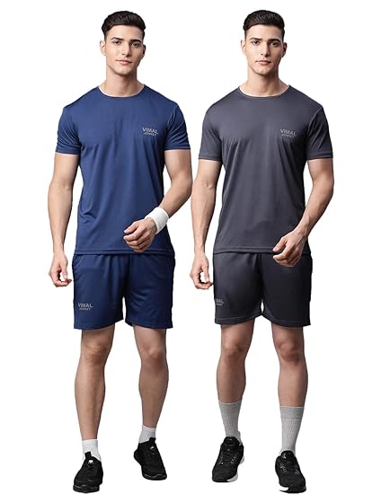 Vimal Jonnney Dryfit Solid Lycra Multicolor Tracksuit Co-ord Sets for Men (Pack of 2)-DRYFIT_T_D11_BLK_OLV_04-P