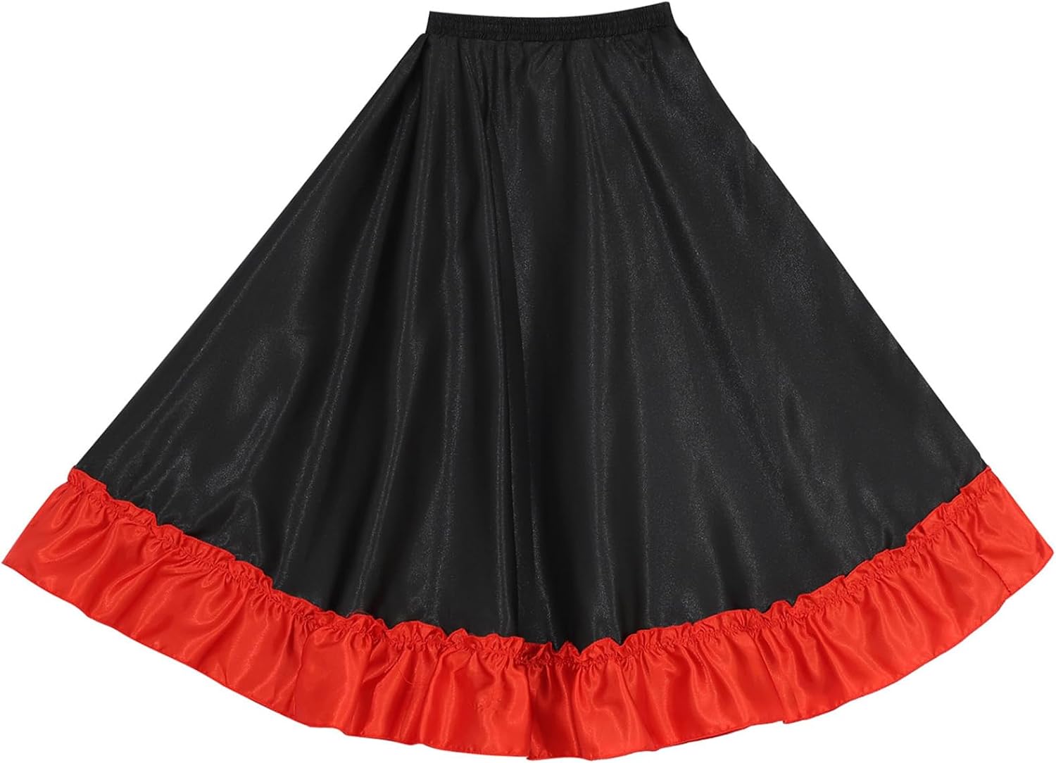 Linjinx Girls Spanish Flamenco Bull Dance Skirt Kids Belly Performance Skirt Kids Swing Ruffled Hem Lyrical Skirt Black 6-7 Years