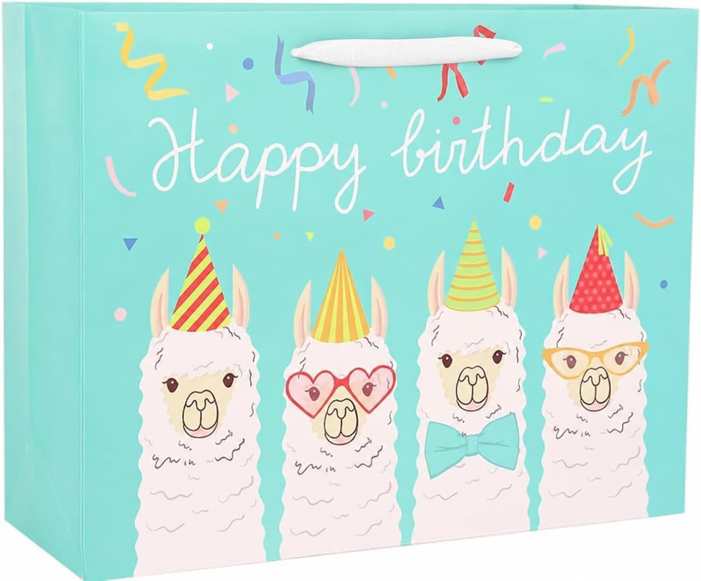 AGift4u 13" Cute Llama Birthday Gift Bag for Kids or Adults, Medium Large