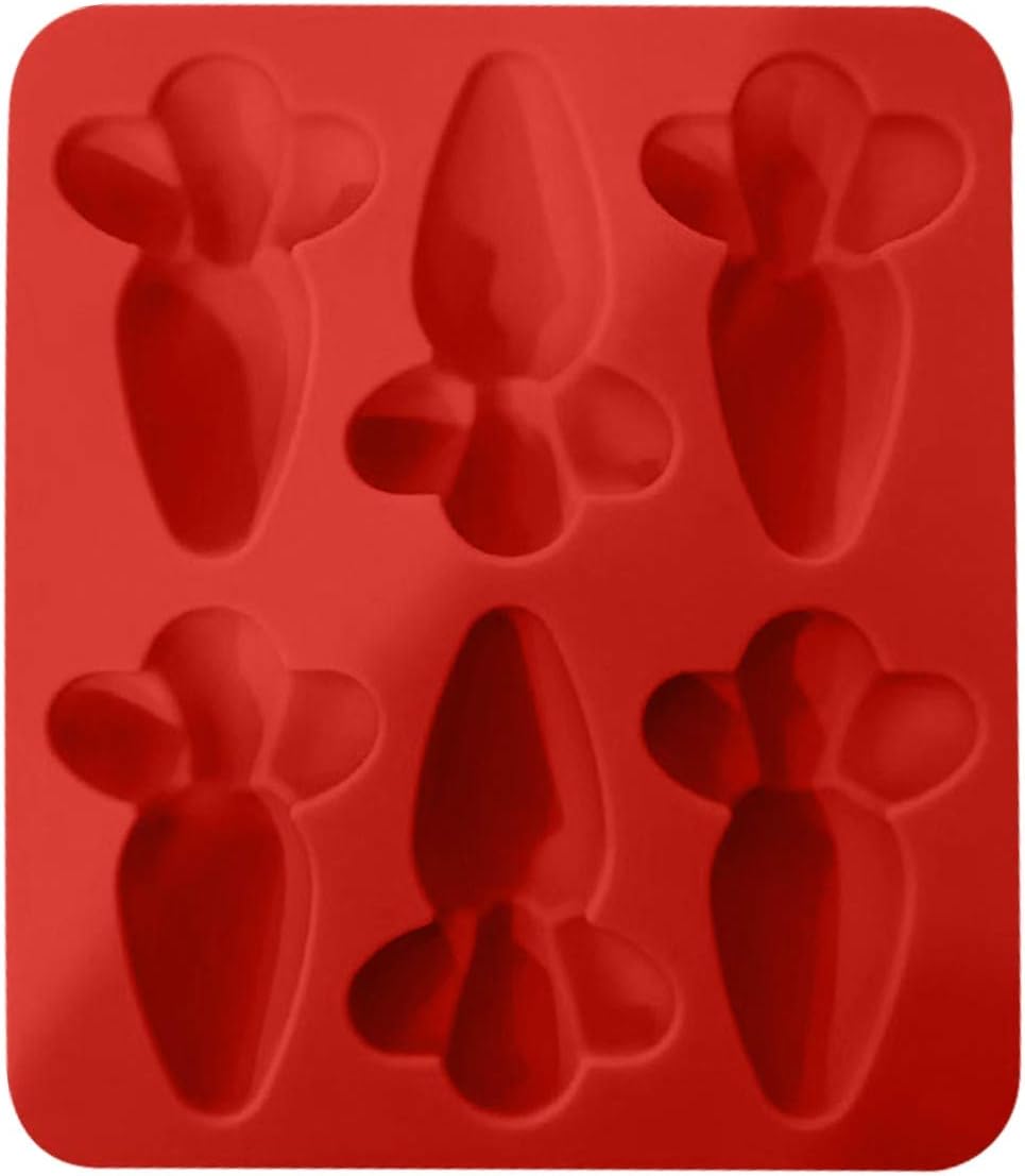 Silicone Molds for Chocolate and Baking, Monoche 6 Holes Carrot Molds Easter Cake Decoration BPA free Non-Sticky DIY Handmade Bakeware Kitchen Accessories (Red)