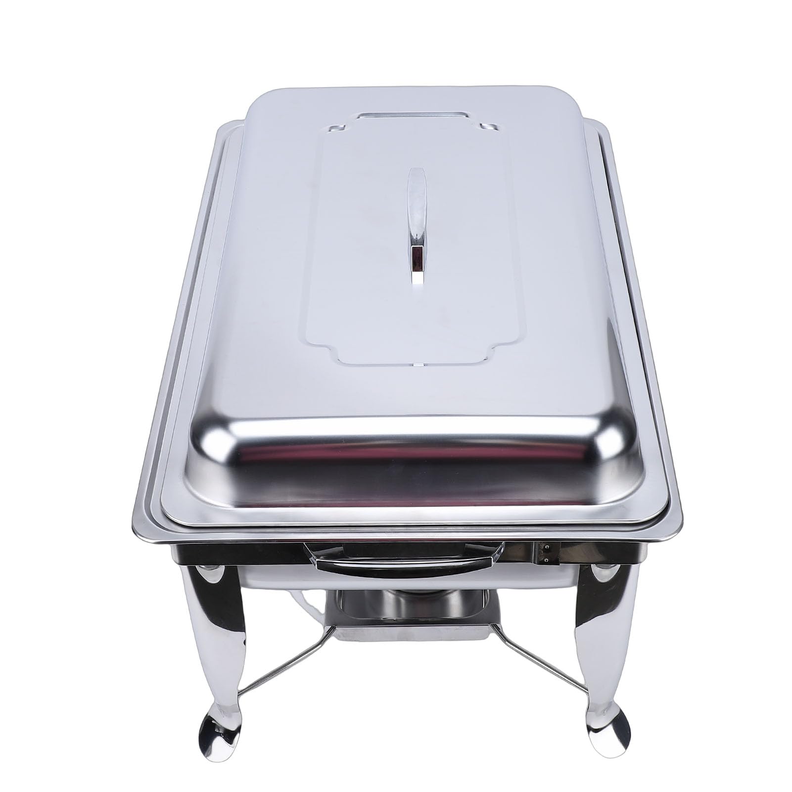 Jenngaoo Chafing Dish Buffet Set con Tapa Cuadrada Servidor de Doble Compartimento Calentador de Alimentos, Marco Plegable para Uso Comercial en Restaurantes y Hoteles