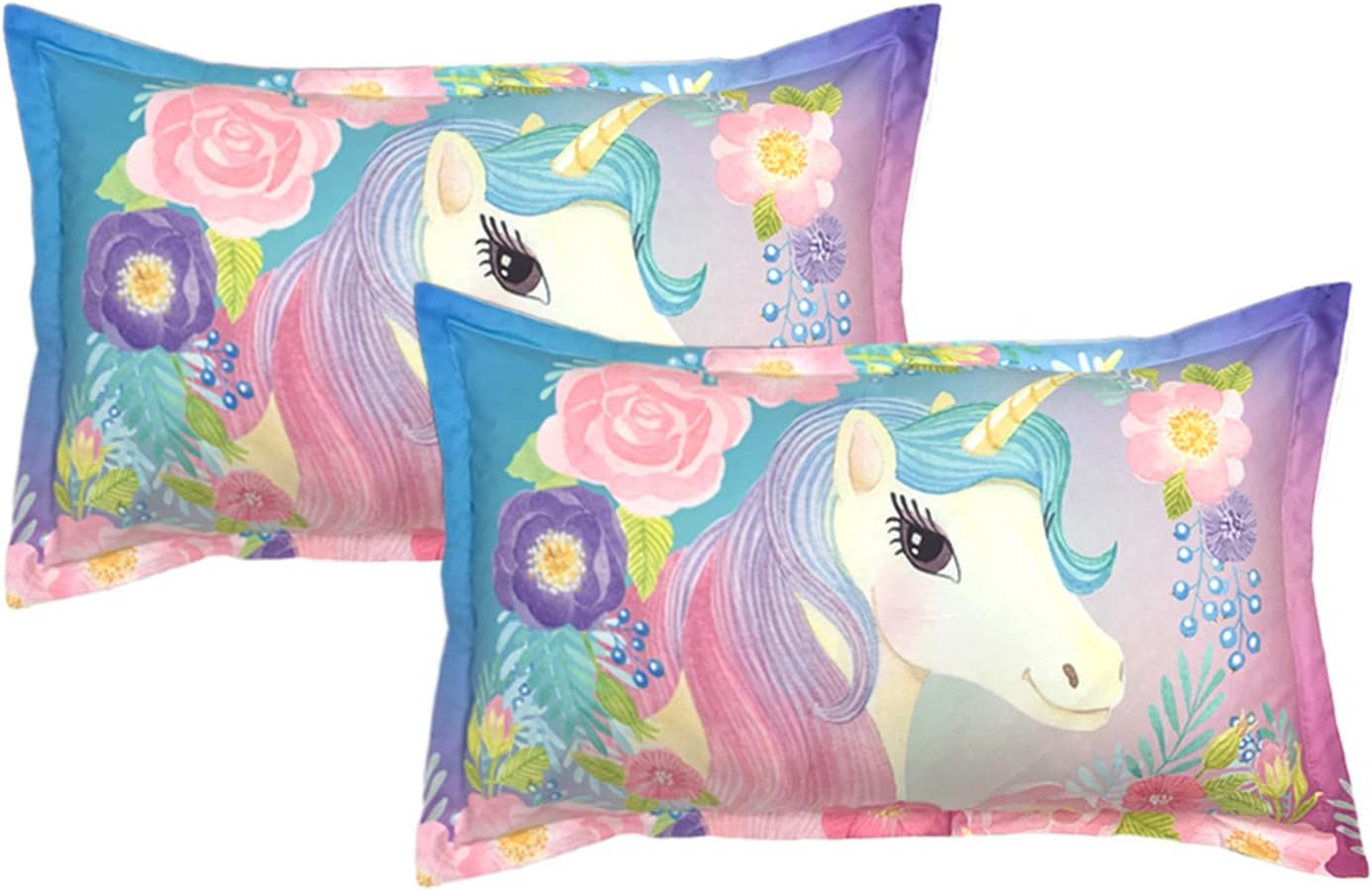 ADASMILE A & S Unicorn Pillow Cases Kids 2 Pieces Cute Magical with